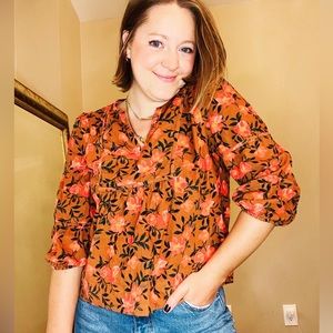 3/ $25 🖤 Corduroy Notch Neck Brown Blouse 

Size: Petite Small

Brand: Sanoma